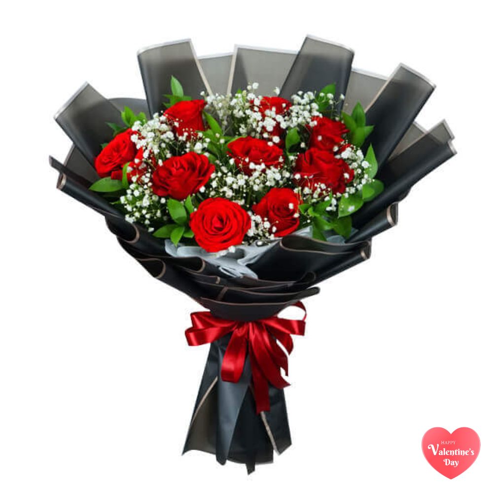 9 Tangkai Buket Bunga Valentine Wonder Red Rose - VDAY 2025