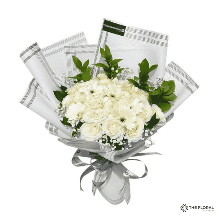 Kado kejutan untuk Ibu buket bunga mawar putih