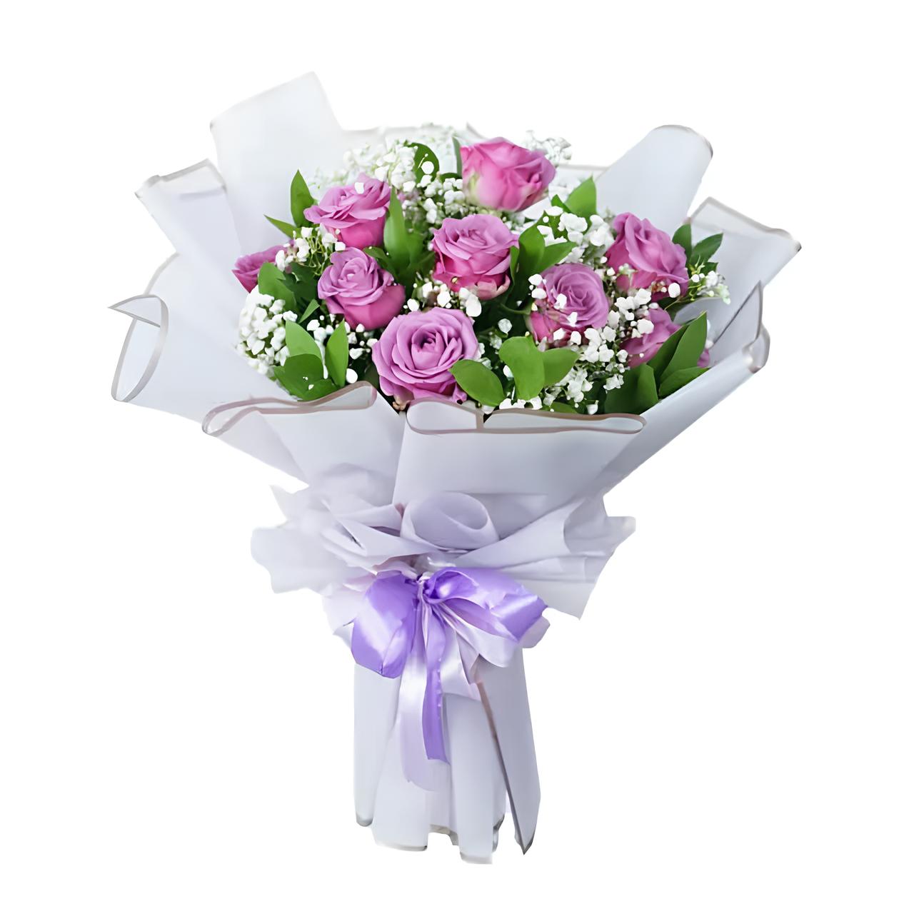 Wonder Serenity Purple Rose - Buket Bunga Mawar